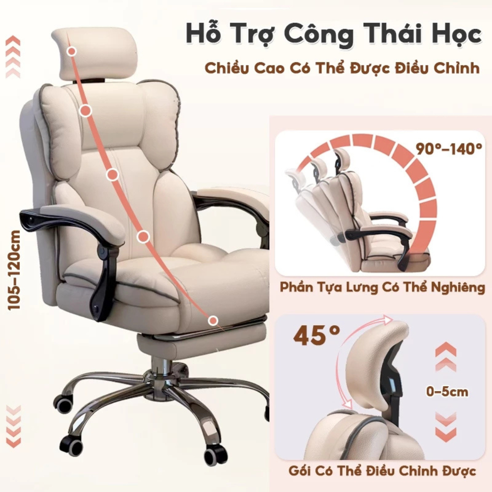Ghế gaming công thái học cao cấp nhập khẩu, ghế chơi game tựa đầu nâng hạ ngả lưng, ghế xoay văn phòng | BigBuy360 - bigbuy360.vn