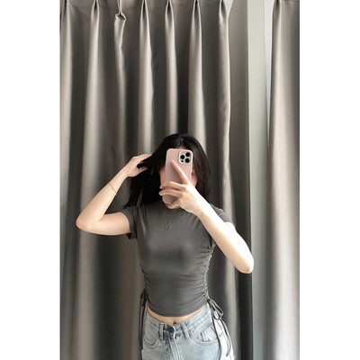 Áo Thun BOO Form Babytop Fit Rút dây thêu logo dáng ngắn chất liệu thun tăm co dãn