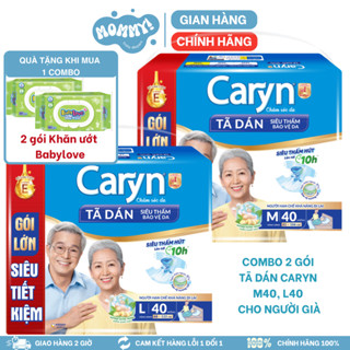COMBO 2 BỊCH Tã dán Caryn size M40/L40 cho người già/ người ốm/ người lớn hạn chế khả năng vận động-Tặng 2 gói khăn ướt
