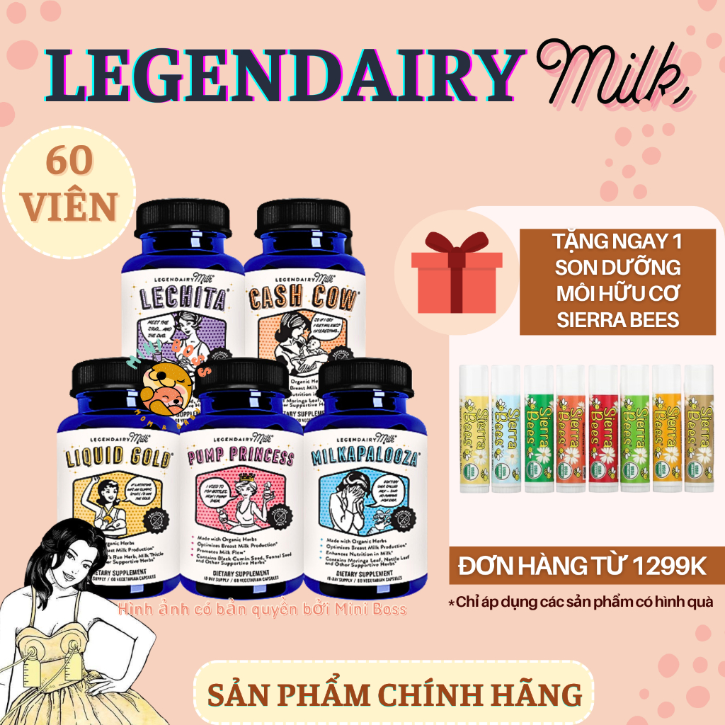 Viên Uống Lợi Sữa Hữu Cơ LEGENDAIRY MILK - Mỹ - Hộp 60 viên [Hàng Air Đủ Bill]