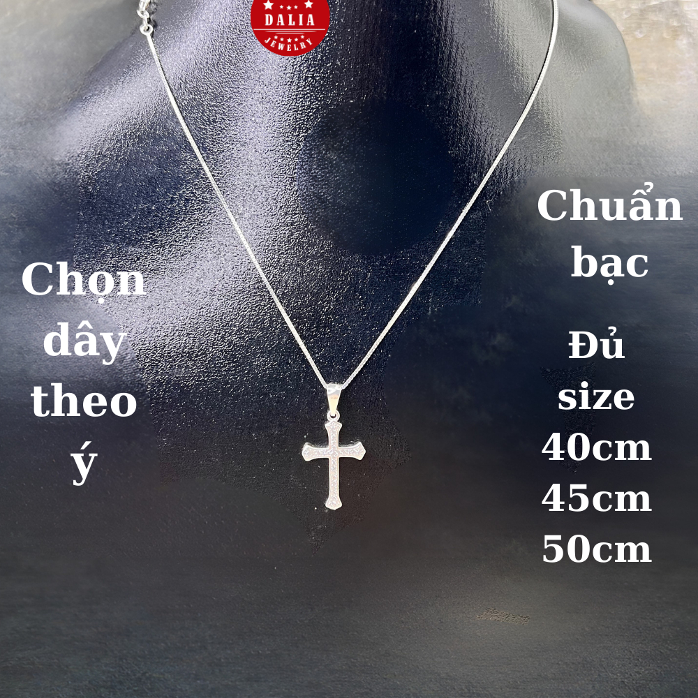 Dây chuyền thánh giá bạc nguyên chất DaLiA Jewelry vòng cổ bạc chữ thập đẹp bạc thật mã TG01