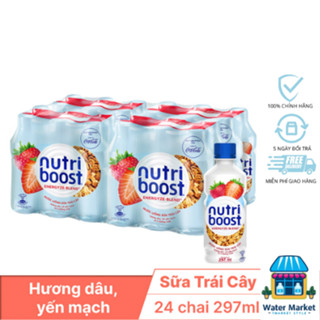  thùng 24 Chai Sữa Trái Cây Nutriboost Hương Dâu 297ml Chai Coca-Cola 