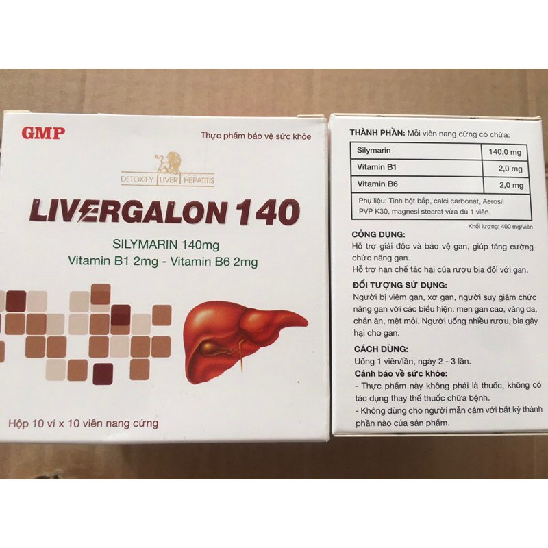 livergalon 140 (silymarin, vitamin b1 b6, giải độc, bảo vệ gan, tăng chức năng gan,hạn chế tác hại r