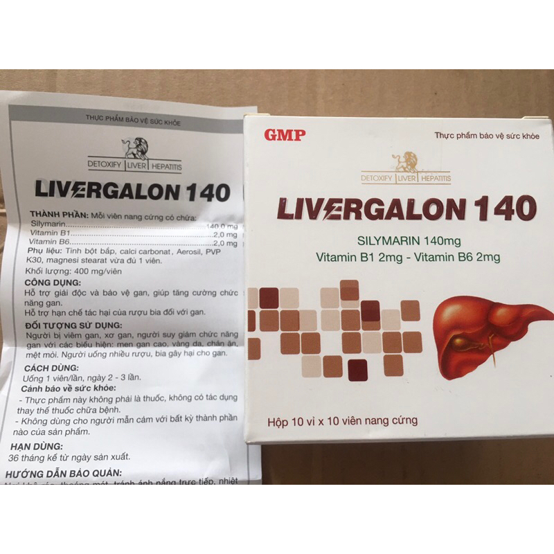 livergalon 140 (silymarin, vitamin b1 b6, giải độc, bảo vệ gan, tăng chức năng gan,hạn chế tác hại r