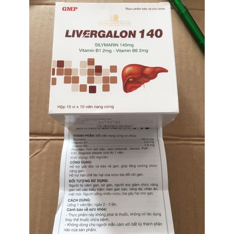 livergalon 140 (silymarin, vitamin b1 b6, giải độc, bảo vệ gan, tăng chức năng gan,hạn chế tác hại r