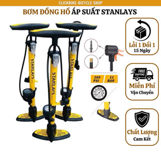 Bơm đa năng Stanlays có đồng hồ đo áp suất - Bơm xe đạp, xem máy, bơm mini nhỏ gọn