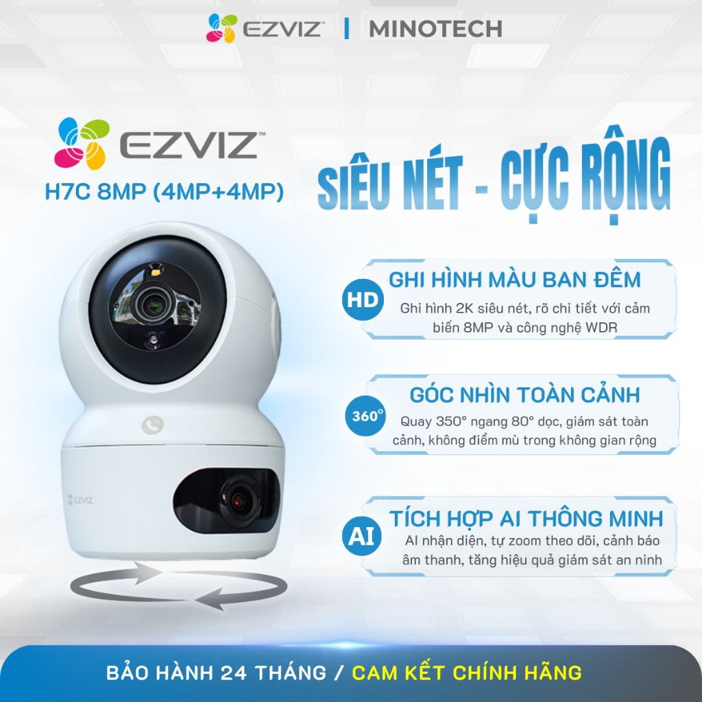 Camera quay quét ống kính kép Ezviz H7C (4MP+4MP)