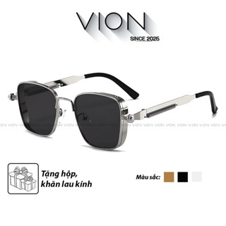 Kính râm mát thời trang đen Vion nam nữ gọng viền kim loại chống tia UV bảo vệ mắt chống chói V252