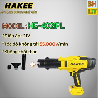 Máy thổi phản lực pin kèm 3 đầu chuyển HAKEE HE- 4021PL,Không chổi than,Tốc độ 55000vòng/phút