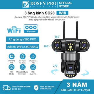 Camera Wifi 3 Mắt giám Dosen pro sát Ngoài Trời Không Dây Ip66 Thông Minh chống nước an toàn 12mpx Siêu Nét 4G Sim