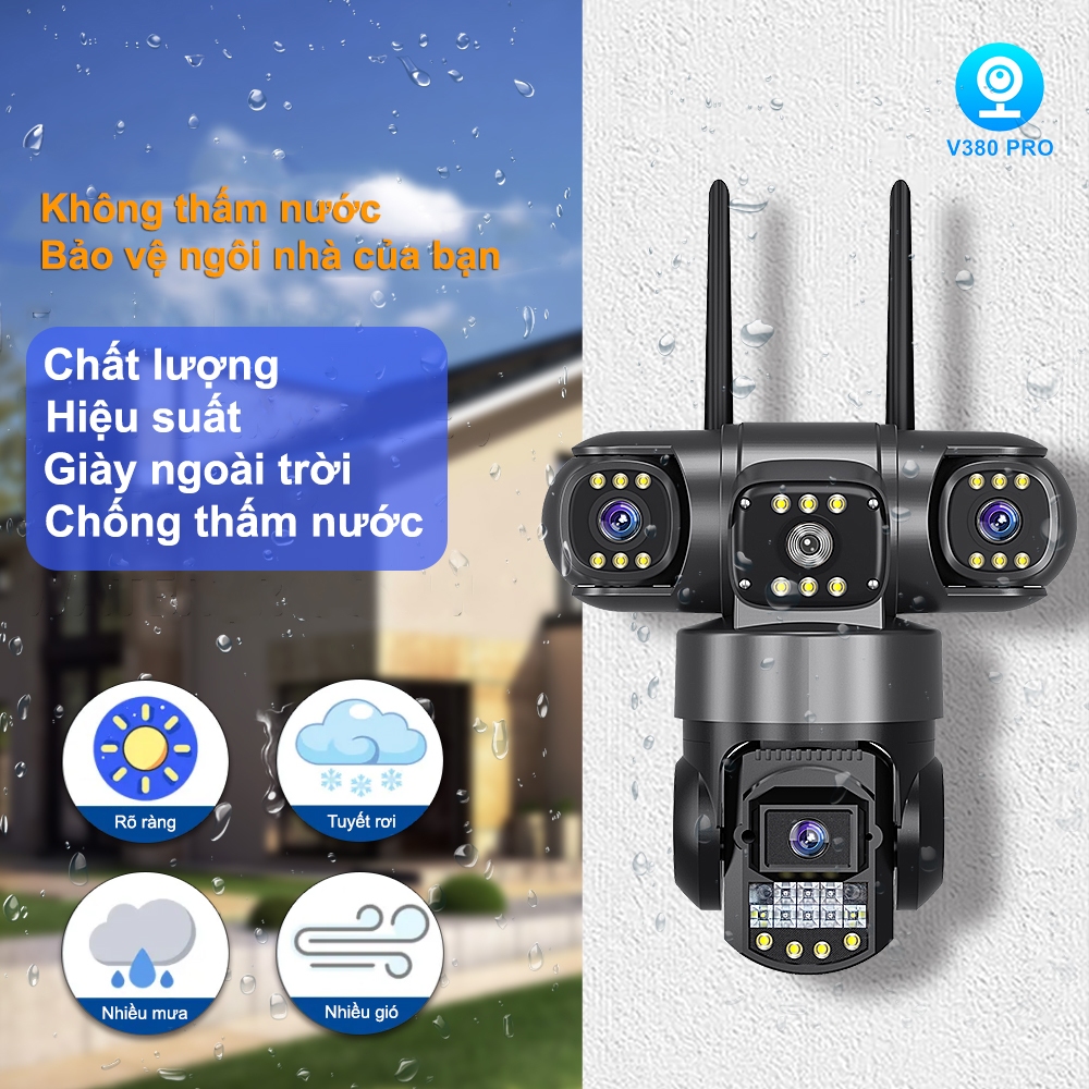 Camera DOSEN 3 Mắt Giám Sát Ngoài Trời Xoay 360 độ Xem Đêm Có Màu Không Dây IP66 Thông Minh chống nước - FHD 12MP | BigBuy360 - bigbuy360.vn
