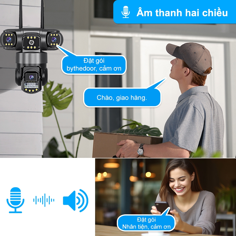 Camera DOSEN 3 Mắt Giám Sát Ngoài Trời Xoay 360 độ Xem Đêm Có Màu Không Dây IP66 Thông Minh chống nước - FHD 12MP | BigBuy360 - bigbuy360.vn