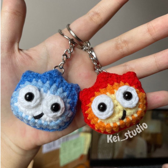 Móc khoá ngọn lửa Calcifer mini len handmade