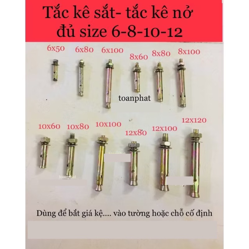 Nở sắt- tắc kê sắt đủ size 6-8-10-12li