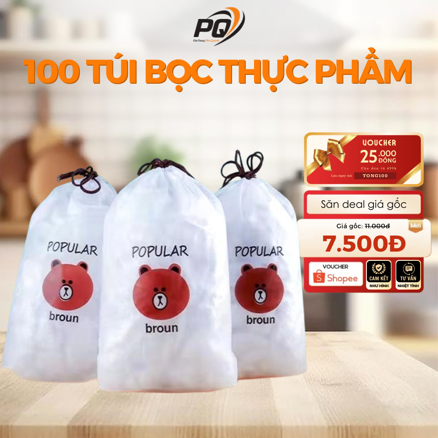 Set 100 màng bọc thực phẩm đa năng kháng khuẩn an toàn cho sức khỏe thiết kế bo chun tiện lợi