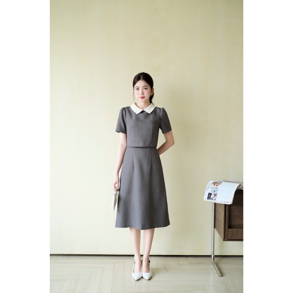 Váy nữ giả set chất liệu mềm mát, form basic dễ mặc, che khuyết điểm tốt, tôn dáng thời trang nữ Calie VA464 | BigBuy360 - bigbuy360.vn