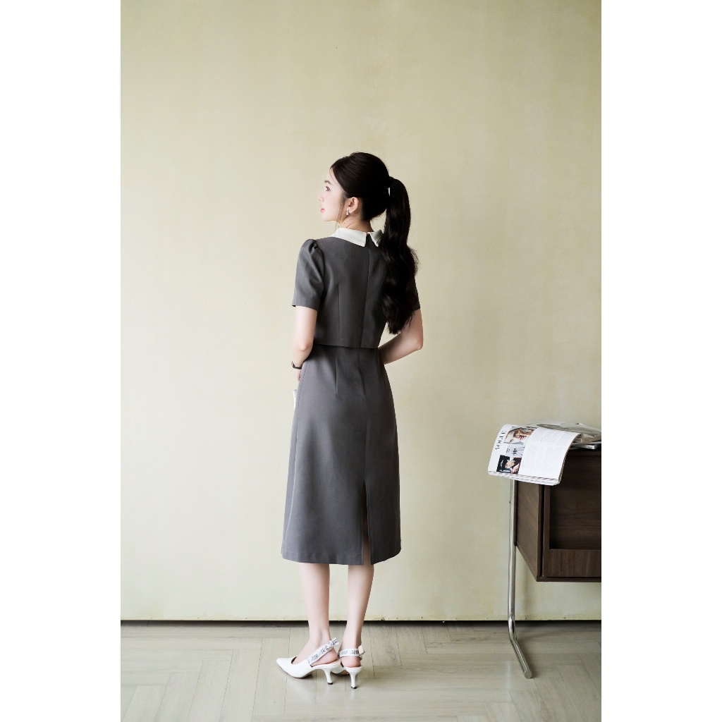 Váy nữ giả set chất liệu mềm mát, form basic dễ mặc, che khuyết điểm tốt, tôn dáng thời trang nữ Calie VA464 | BigBuy360 - bigbuy360.vn