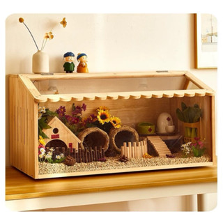 [MẪU NÂNG CẤP] Chuồng Lồng Gỗ Mới Mica Hình Ngôi Nhà 80cm 60cm 50cm 40cm Lồng Chuột Hamster Gà Chim Ruti Bò Sát