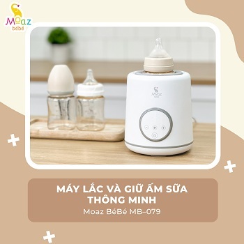 Máy lắc bình sữa cho bé Moaz Bebe MB079, máy giữ ấm bình sữa thông minh - Monnie Center