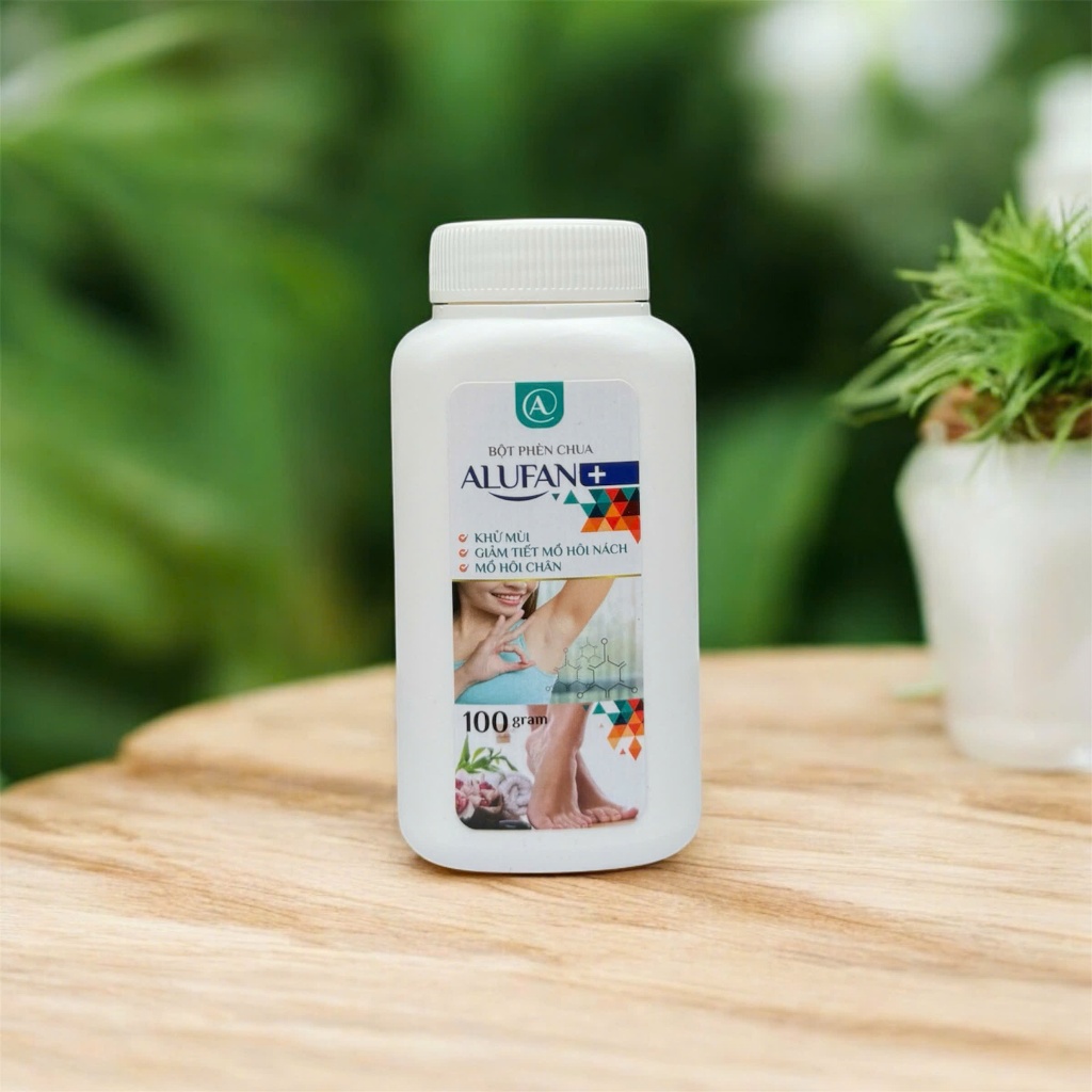 Bột phèn chua Alufan lọ đầu rắc 100g Khử mùi hôi nách, hôi chân (Không hộp giấy)