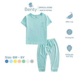 Set áo cộc quần dài BENTY màu trơn basic mềm mịn mát cho bé, đồ mặc ngủ bé trai bé gái