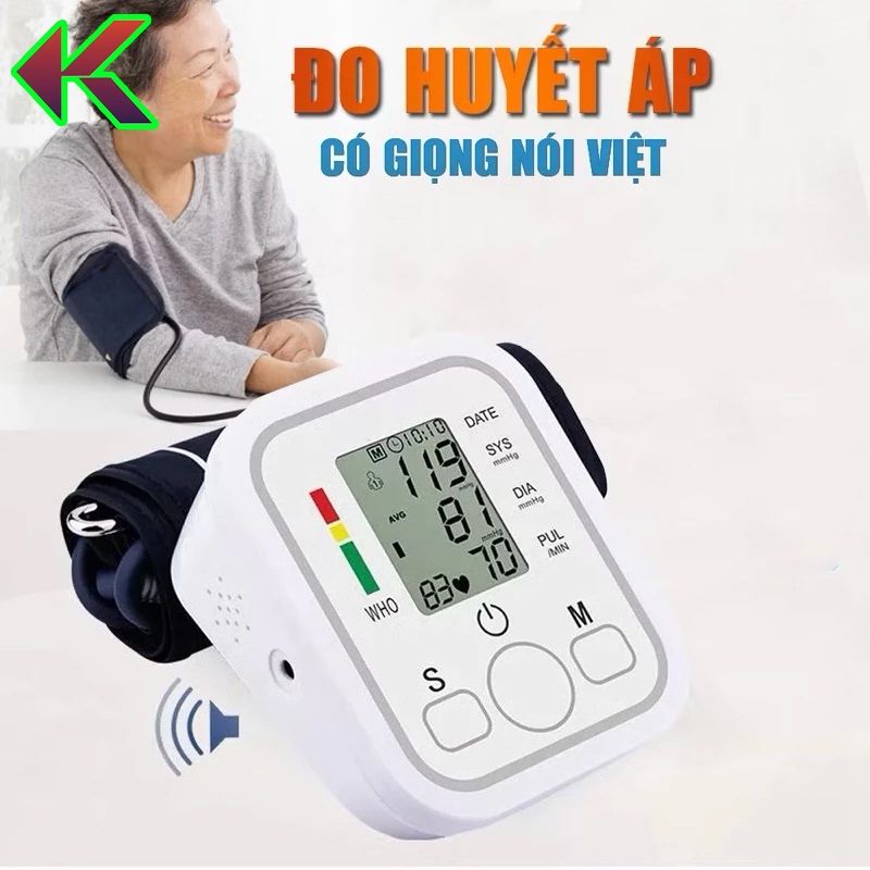 Máy đo huyết áp nhịp tim điện tử, theo dõi sức khỏe hàng ngày - Có giọng nói tiếng việt