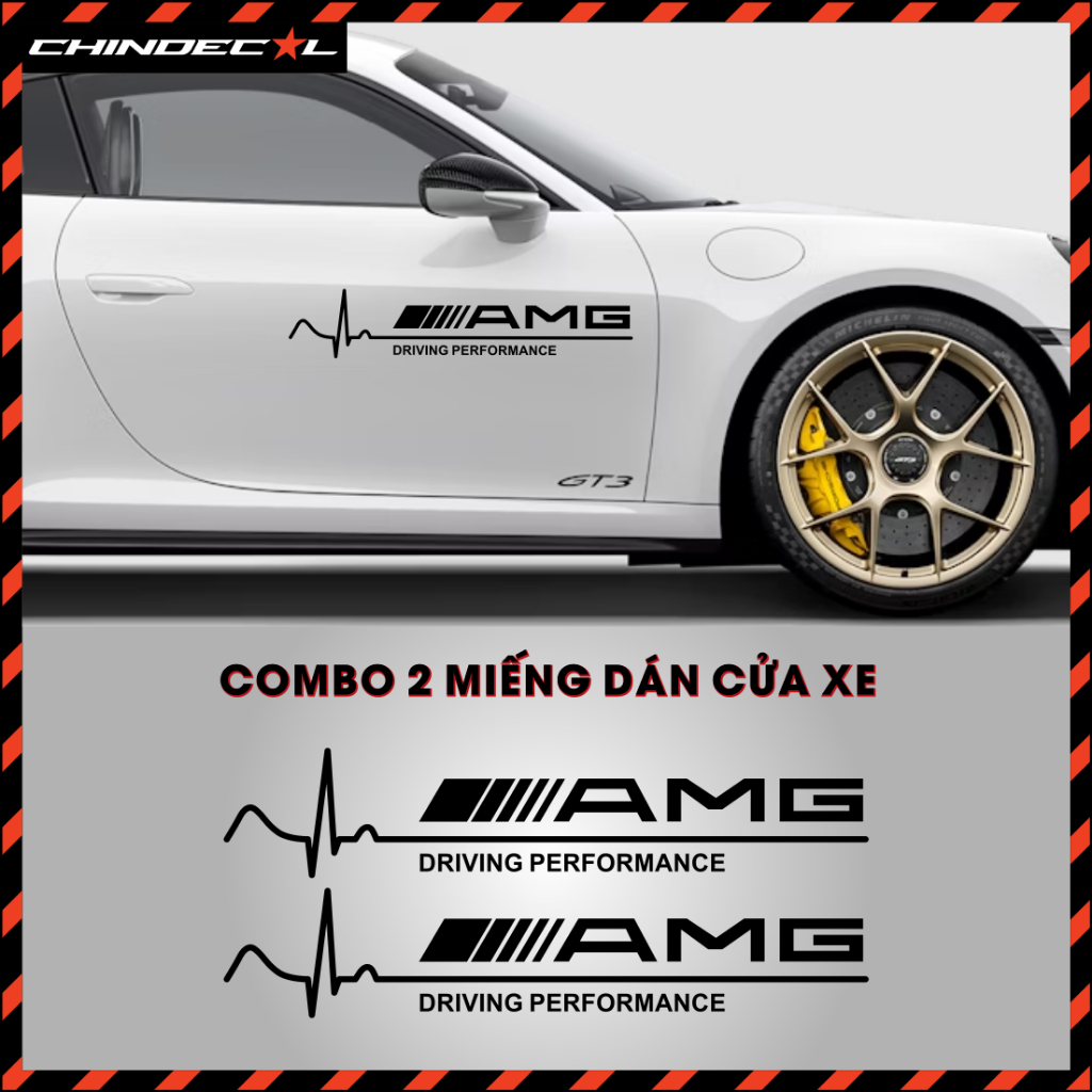 2 Miếng tem dán xe ô tô  AMG , SPORT nhiều lựa chọn màu (Decal cao cấp chống nước chống bay màu 567001 567004 )