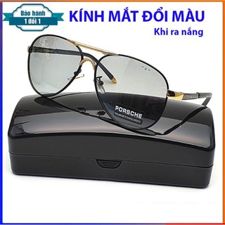 Kính mắt nam nữ đổi màu khi ra nắng tròng phân cực chống UV400,kính râm kiểu dán phi công