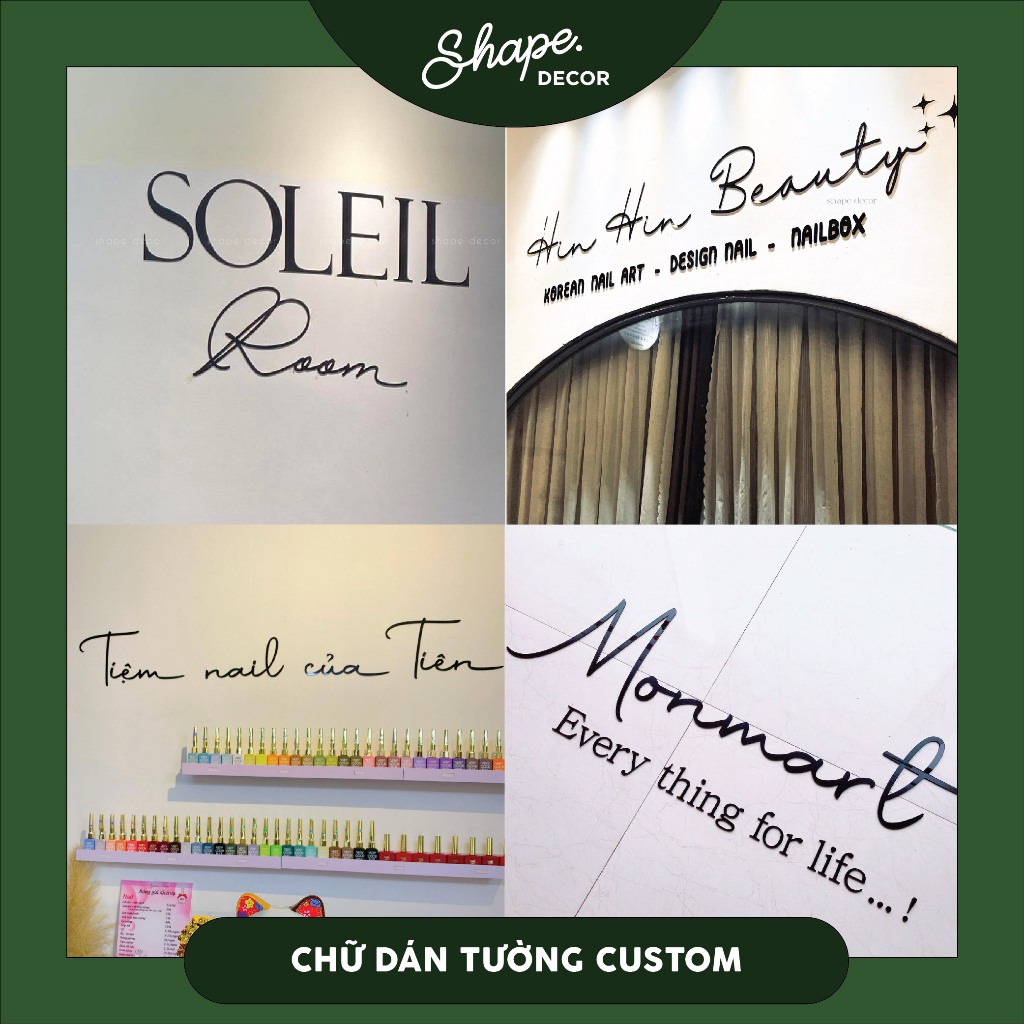 [ ảnh thật của shop ] Chữ mica đen trang trí dán nổi [ làm theo yêu cầu ]