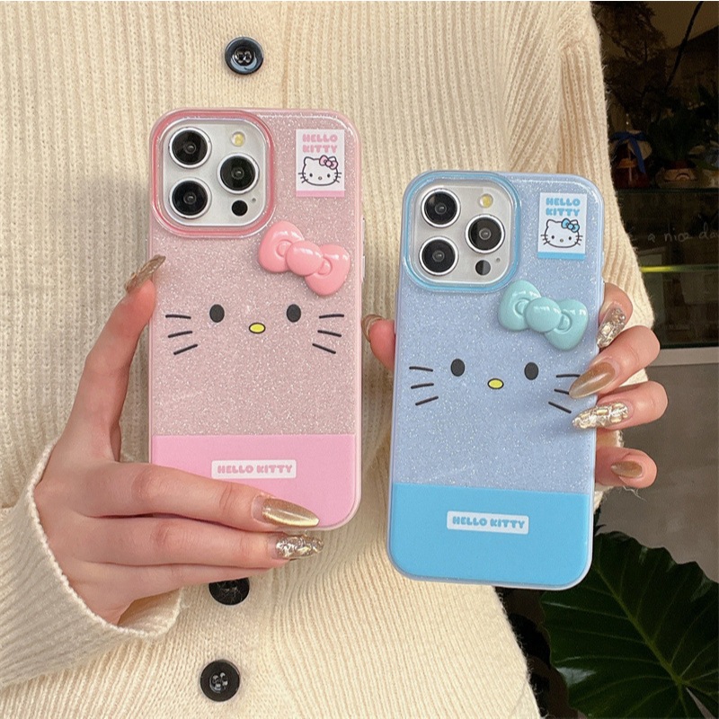 【ChanChan】Ốp Lưng Điện Thoại Hello Kitty, Hello Kitty Xanh Dương Hồng Chống Xước, Chống Sốc, Iphone 