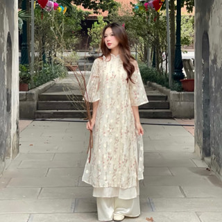   HÌNH THẬT  Áo dài cách tân hoa thêu cao cấp Simbabo 