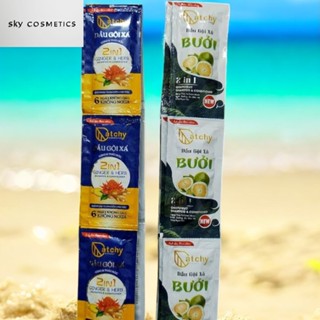 catchy dầu gội xả bưởi 2in1 gừng và thảo mộc dây 12 gói x 7ml