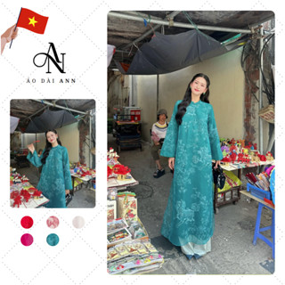 Áo dài Bích Sư cách tân dáng suông, chất liệu voan tơ thêu Kỳ Lân cao cấp - AodaiANN