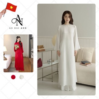 Áo Dài Tuyết Mai dáng suông vải Gấm họa tiết Hoa phù hợp mặc Đám Hỏi, Áo Dài Cưới - Áo Dài ANN