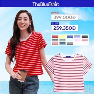 TheBlueTshirt - Áo thun dạng sọc phom croptop tay ngắn cổ tròn cho nữ - Everyday Tee - Women