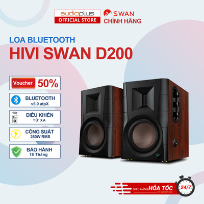 Loa bookshelf bluetooth SWAN D200 - BT 5.0 aptX HD - Optical Coaxial XLR - Chính hãng - BH 18T