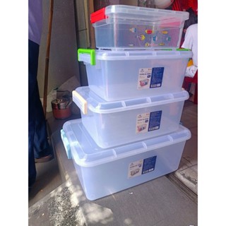  4 thùng chữ nhật trong suốt có quai cài  5L,9L14L,26L - Thùng nhựa trong có quai cài combo4 