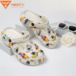 { NE01-NK01} Dép Sục Unisex Đế Bằng Cho Gia Đình Họa tiết Phi Hành Gia Thương Hiệu NESTY