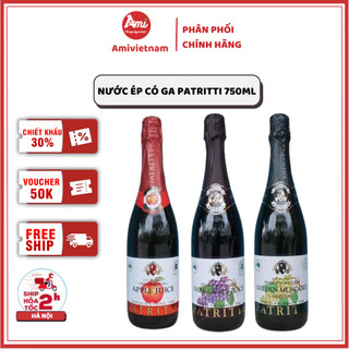  Nước Ép Có Ga Patritti Không Đường Không Cồn 750ml - Nước Trái Cây Nguyên Chất Có Gas Patritti 