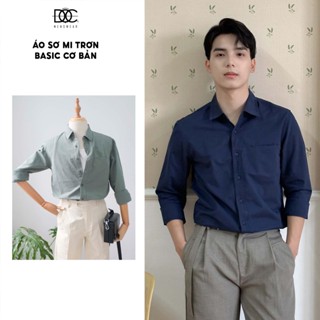  Áo sơ mi nam trơn Độc menswear tay dài đi học đi làm vải kaki mềm hạn chế nhăn thâm hút mồ hôi tốt - SM560 