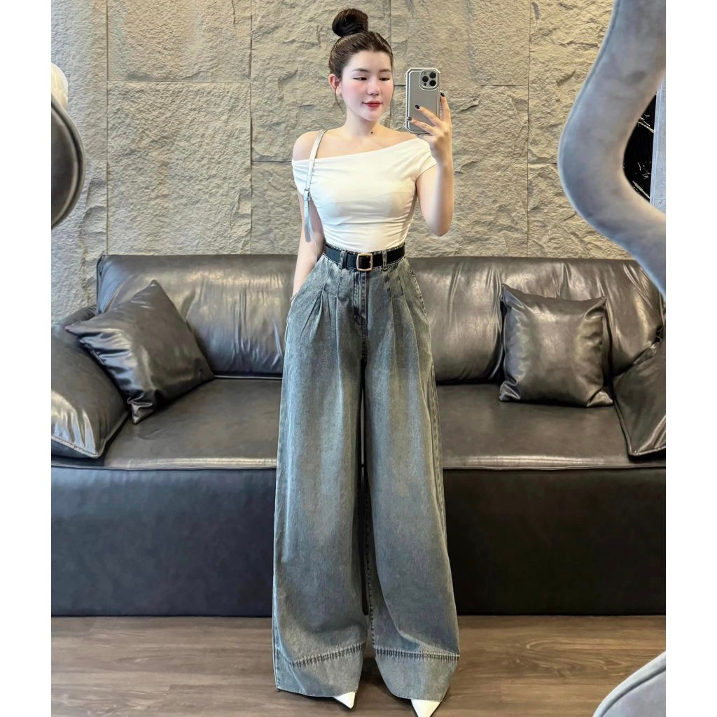 Quần Jeans Ống Xuông 2 Ly Trước Ống Rộng To Dáng Dài 105cm (kèm ảnh thật shop chụp) - NgocDiepVuSTORE