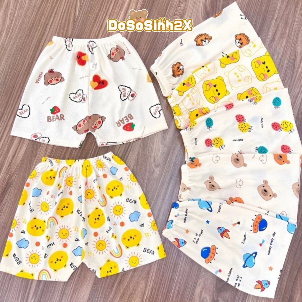 Combo 5-10 quần đùi chục thun tăm lạnh mềm mát họa tiết mùa hè cho bé trai gái 4-15kg 2XMART