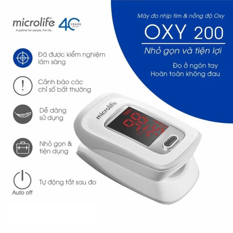 [CHÍNH HÃNG] MÁY ĐO NỒNG ĐỘ OXY TRONG MÁU MICROLIFE OXY200