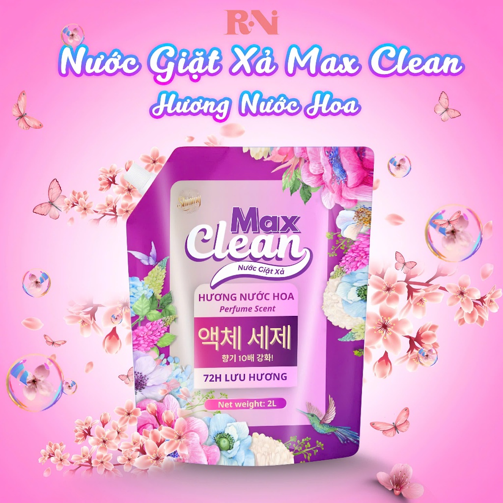 Nước Giặt MaxClean 2L Hương Nước Hoa - Lưu hương - Thơm Ngát Làm Sạch