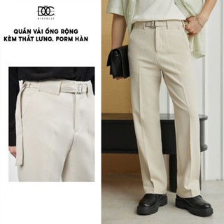 Quần vải tây âu nam ống suông Độc menswear có đai lưng điều chỉnh co giãn vải cao cấp co giãn form thoải mái - QV153