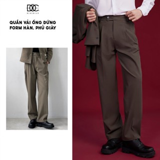 Quần vải nam ống đứng Độc menswear lưng thun hai bên, vải kate co giãn nhẹ thiết kế gập ly dọc quần - QV172