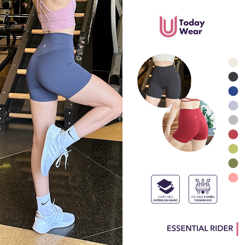 Quần tập gym yoga lửng dáng biker ngắn thể thao Essential Rider lưng cao nâng vòng 3 Today U Wear | BigBuy360 - bigbuy360.vn