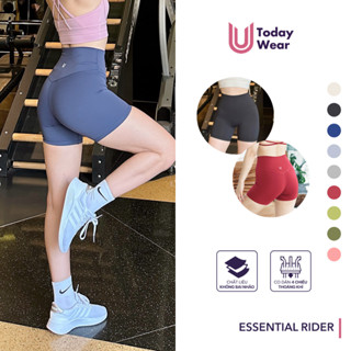 Quần tập gym yoga lửng dáng biker ngắn thể thao Essential Rider lưng cao nâng vòng 3 Today U Wear