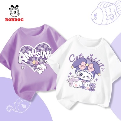 Áo thun cộc tay bé gái BOBDOG áo phông cotton mỏng mát mềm mịn in hình đáng yêu cho bé