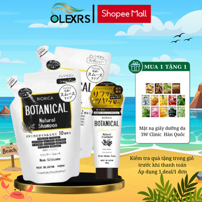 Combo Cặp Gội Xả Táo Đen 400ml + Kem Ủ Tóc Táo Đen 180ml Biorica Botanical Nhật Bản